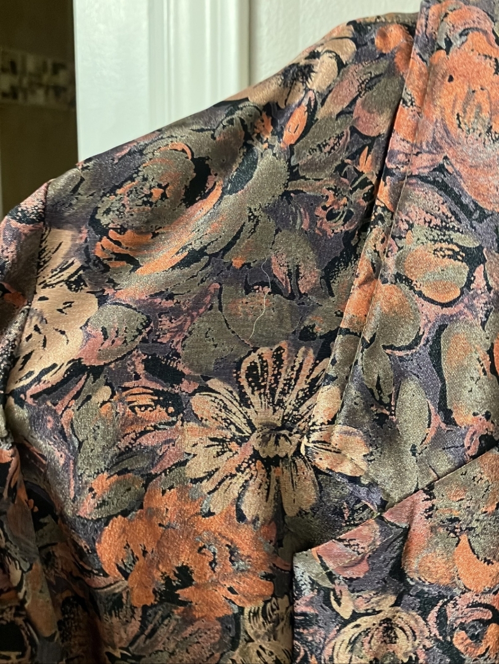 VINTAGE Blazer Women’s Medium Floral Print One Button Satin Finish M - Picture 11 of 11